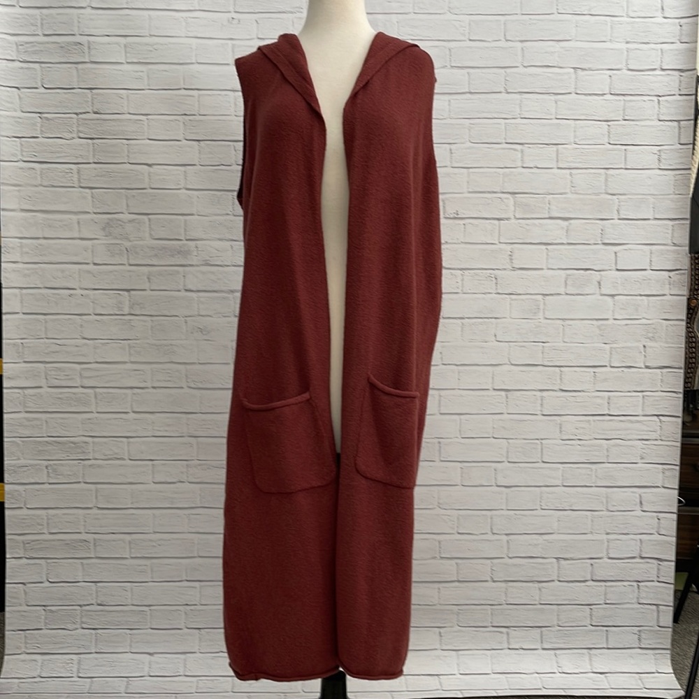 London Kaye sz Large NWT Hooded Duster Vest Soft Sweater Pockets Soft
